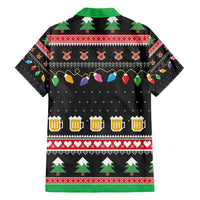 Ho Ho Ho Hold My Beer Santa African Family Matching Short Sleeve Bodycon Dress and Hawaiian Shirt Laugh With Beer On Christmas - Wonder Print Shop