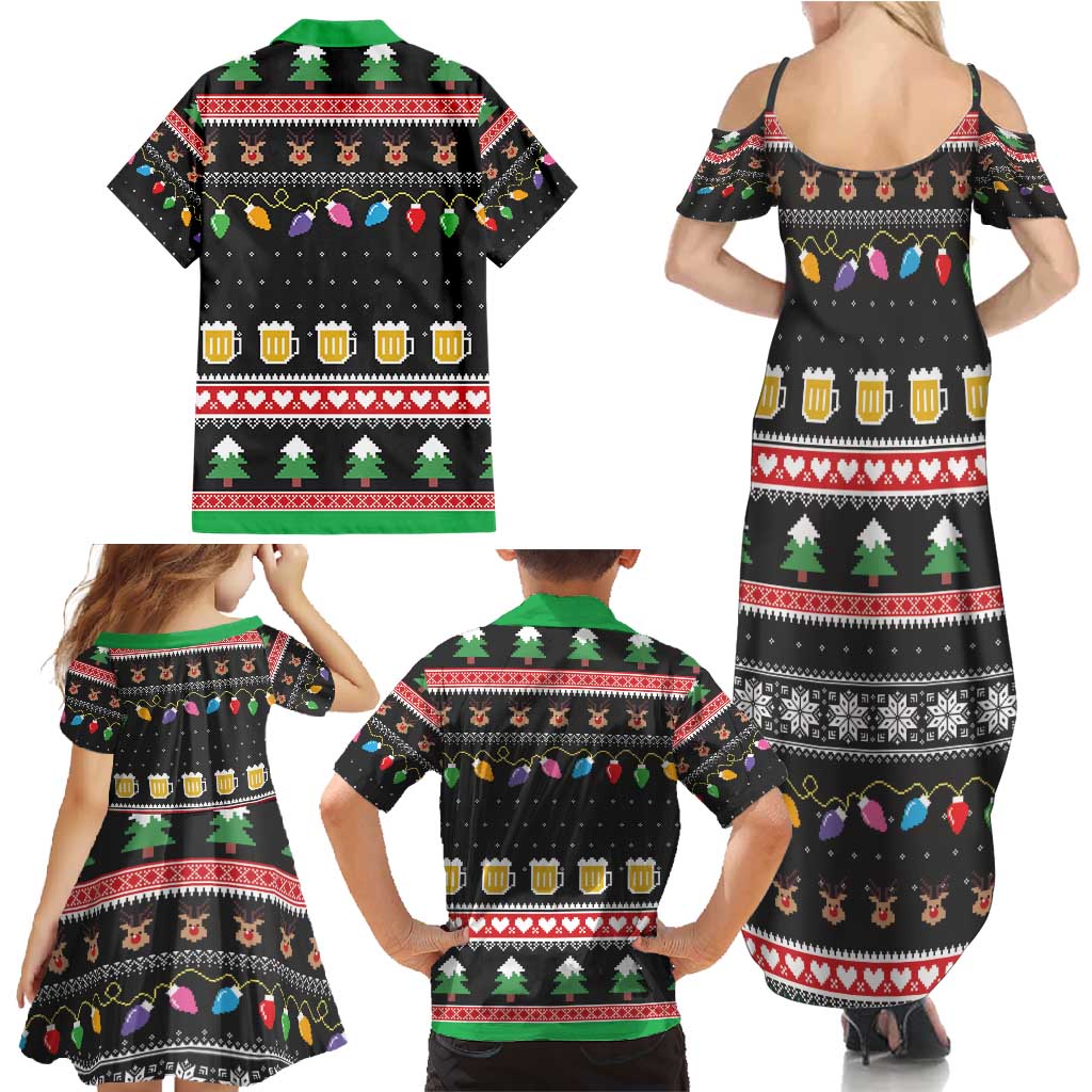 Ho Ho Ho Hold My Beer Santa African Family Matching Summer Maxi Dress and Hawaiian Shirt Laugh With Beer On Christmas - Wonder Print Shop