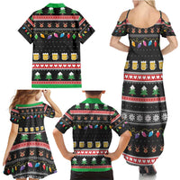Ho Ho Ho Hold My Beer Santa African Family Matching Summer Maxi Dress and Hawaiian Shirt Laugh With Beer On Christmas - Wonder Print Shop