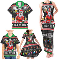 Ho Ho Ho Hold My Beer Santa African Family Matching Tank Maxi Dress and Hawaiian Shirt Laugh With Beer On Christmas - Wonder Print Shop