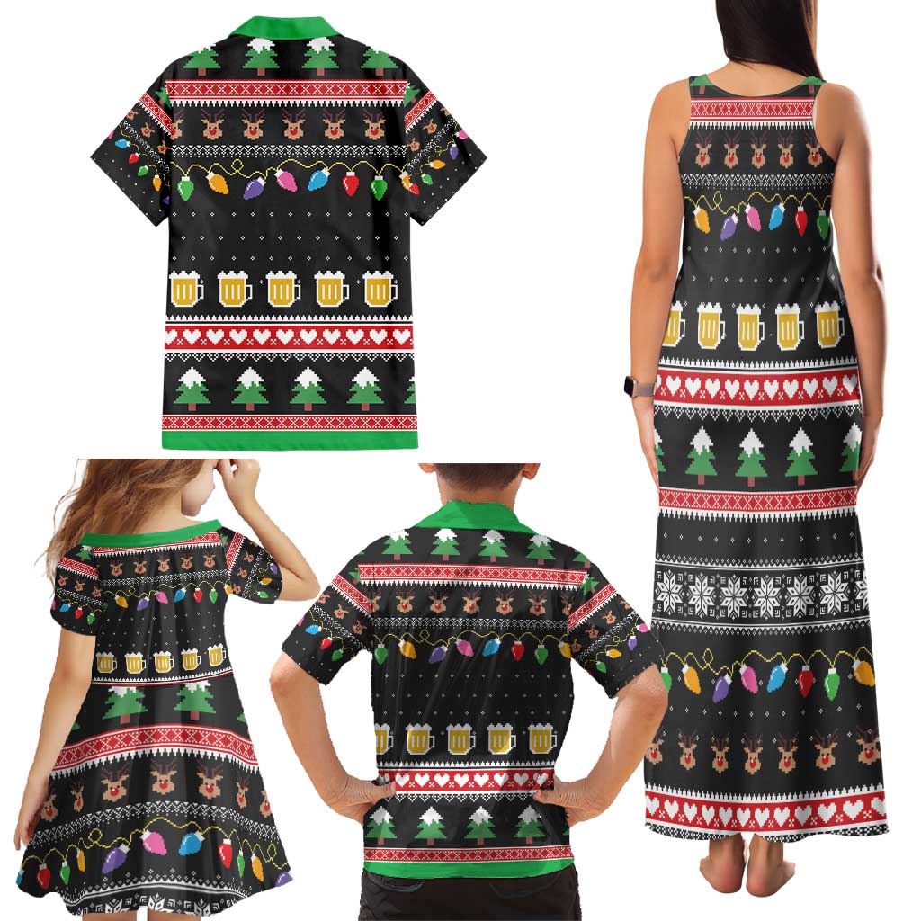 Ho Ho Ho Hold My Beer Santa African Family Matching Tank Maxi Dress and Hawaiian Shirt Laugh With Beer On Christmas - Wonder Print Shop