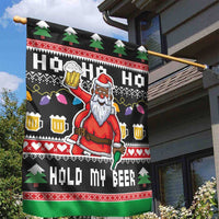 Ho Ho Ho Hold My Beer Santa African Garden Flag Laugh With Beer On Christmas - Wonder Print Shop