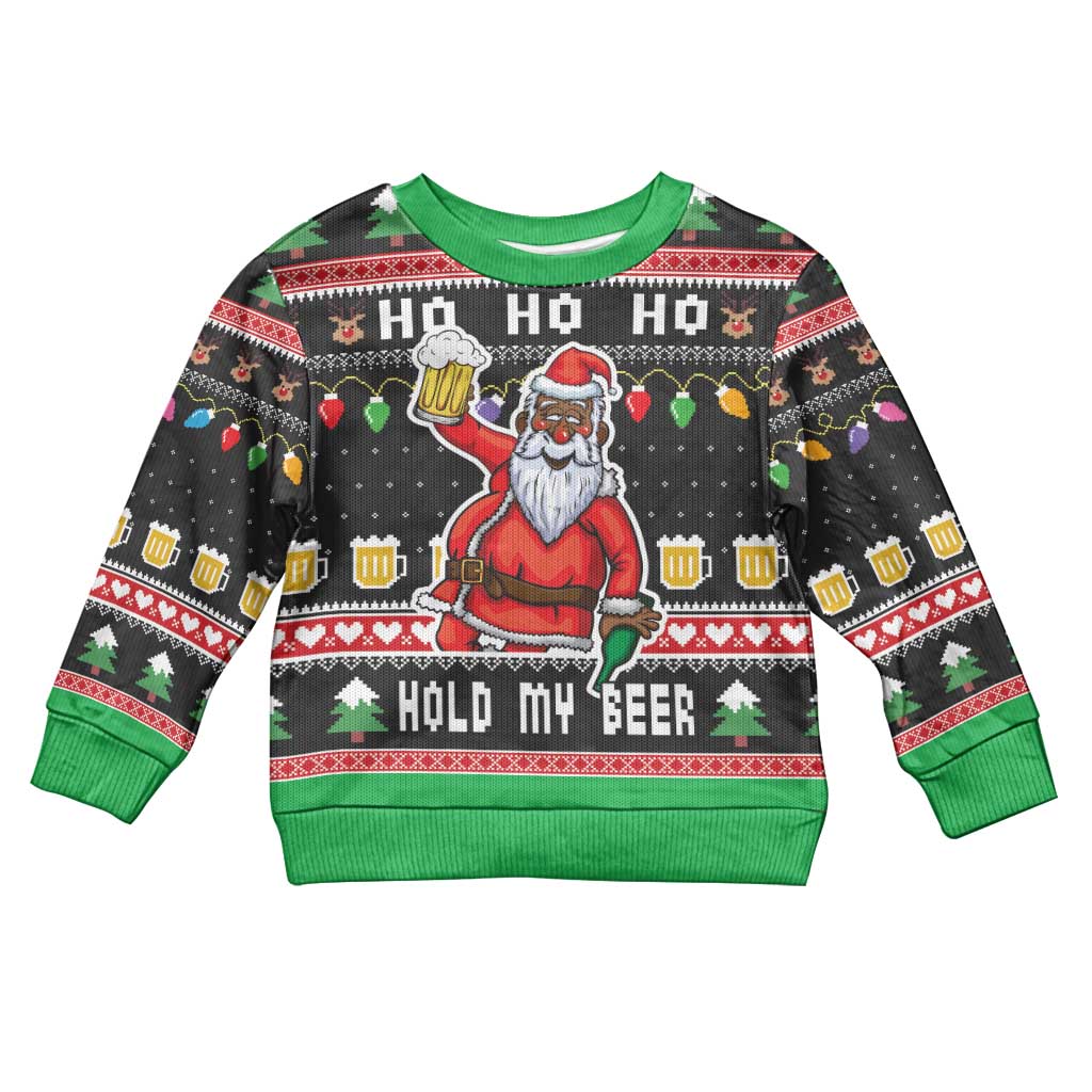 Ho Ho Ho Hold My Beer Santa African Kid Ugly Christmas Sweater Laugh With Beer On Christmas - Wonder Print Shop