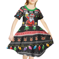 Ho Ho Ho Hold My Beer Santa African Kid Short Sleeve Dress Laugh With Beer On Christmas - Wonder Print Shop