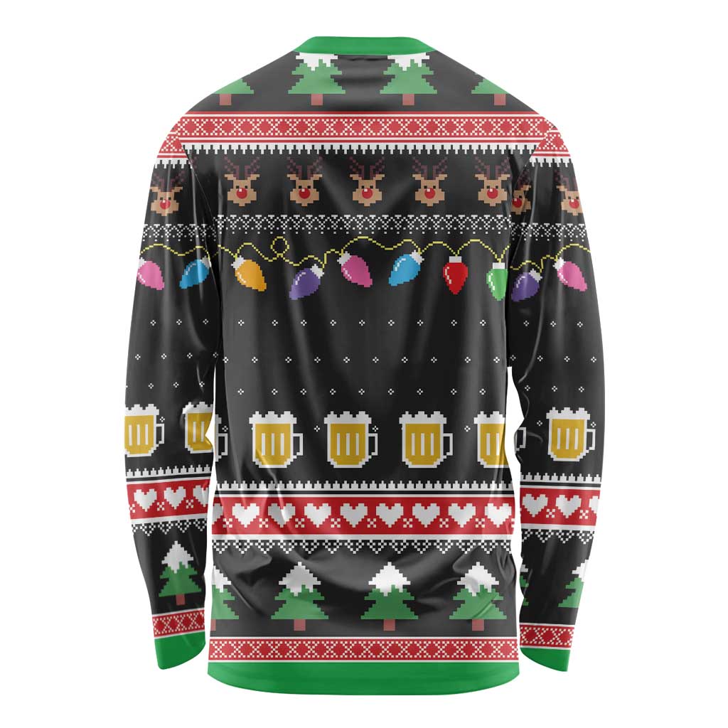 Ho Ho Ho Hold My Beer Santa African Long Sleeve Shirt Laugh With Beer On Christmas - Wonder Print Shop