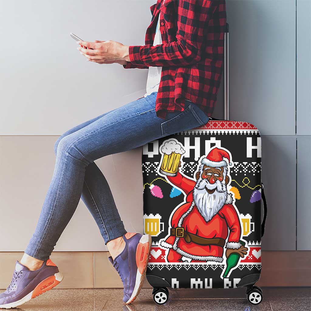 Ho Ho Ho Hold My Beer Santa African Luggage Cover Laugh With Beer On Christmas - Wonder Print Shop