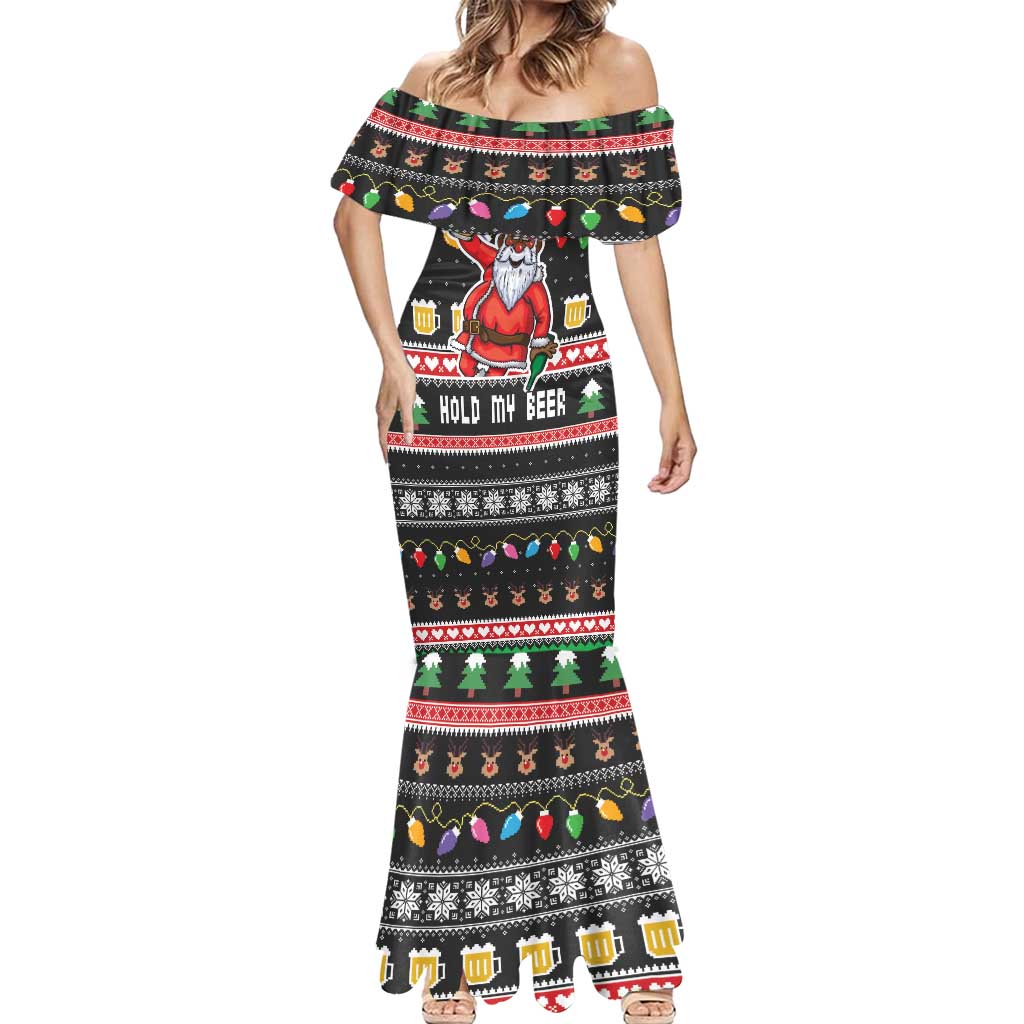 Ho Ho Ho Hold My Beer Santa African Mermaid Dress Laugh With Beer On Christmas - Wonder Print Shop