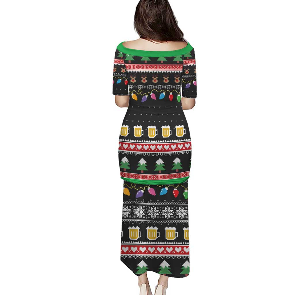 Ho Ho Ho Hold My Beer Santa African Puletasi Laugh With Beer On Christmas - Wonder Print Shop