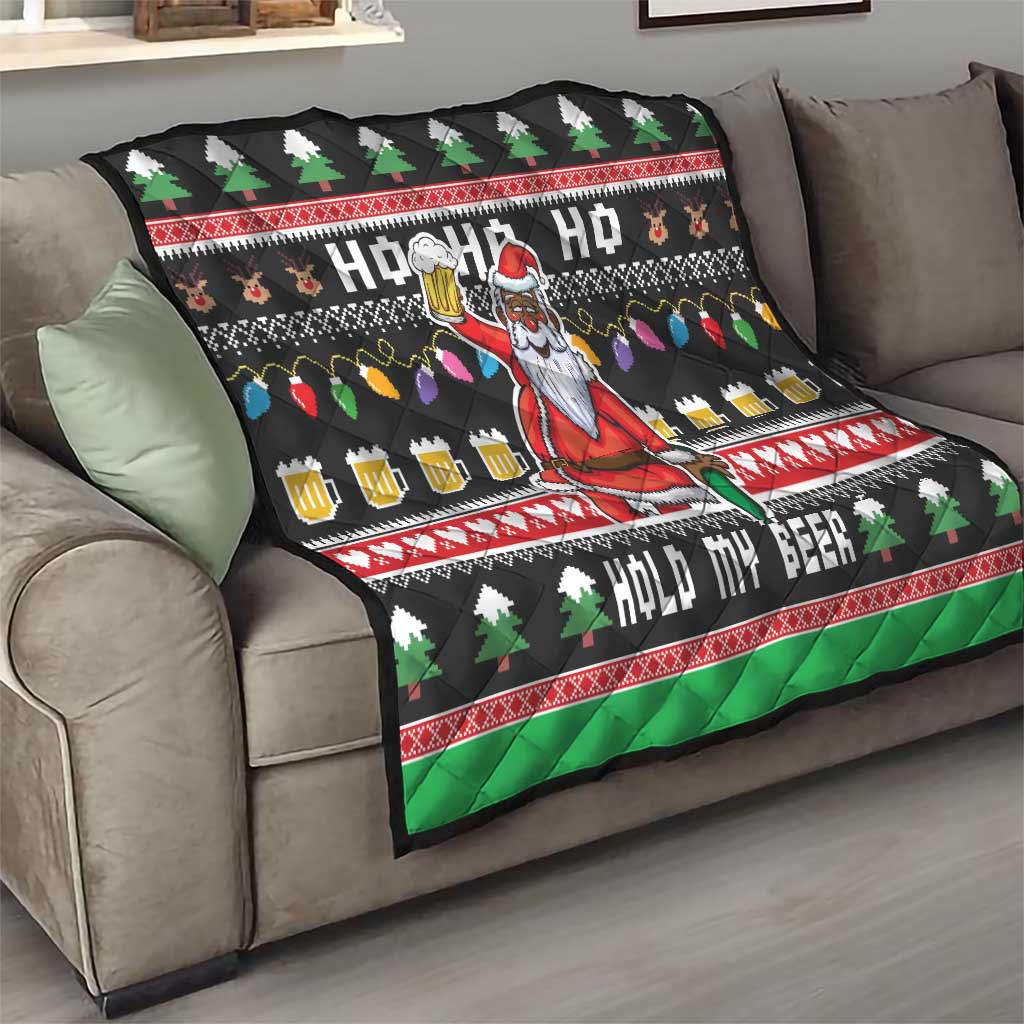 Ho Ho Ho Hold My Beer Santa African Quilt Laugh With Beer On Christmas - Wonder Print Shop