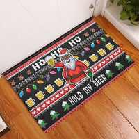 Ho Ho Ho Hold My Beer Santa African Rubber Doormat Laugh With Beer On Christmas - Wonder Print Shop