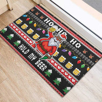 Ho Ho Ho Hold My Beer Santa African Rubber Doormat Laugh With Beer On Christmas - Wonder Print Shop