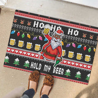 Ho Ho Ho Hold My Beer Santa African Rubber Doormat Laugh With Beer On Christmas - Wonder Print Shop