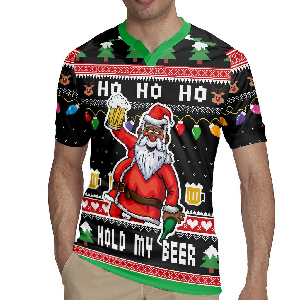 Ho Ho Ho Hold My Beer Santa African Rugby Jersey Laugh With Beer On Christmas - Wonder Print Shop