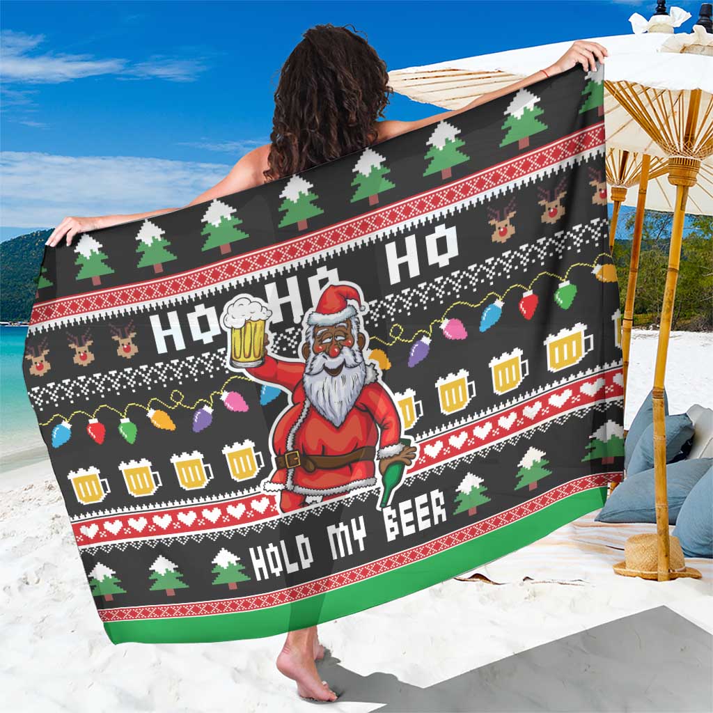 Ho Ho Ho Hold My Beer Santa African Sarong Laugh With Beer On Christmas - Wonder Print Shop