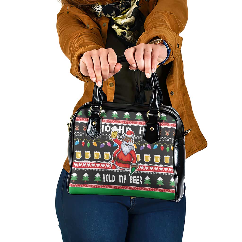 Ho Ho Ho Hold My Beer Santa African Shoulder Handbag Laugh With Beer On Christmas