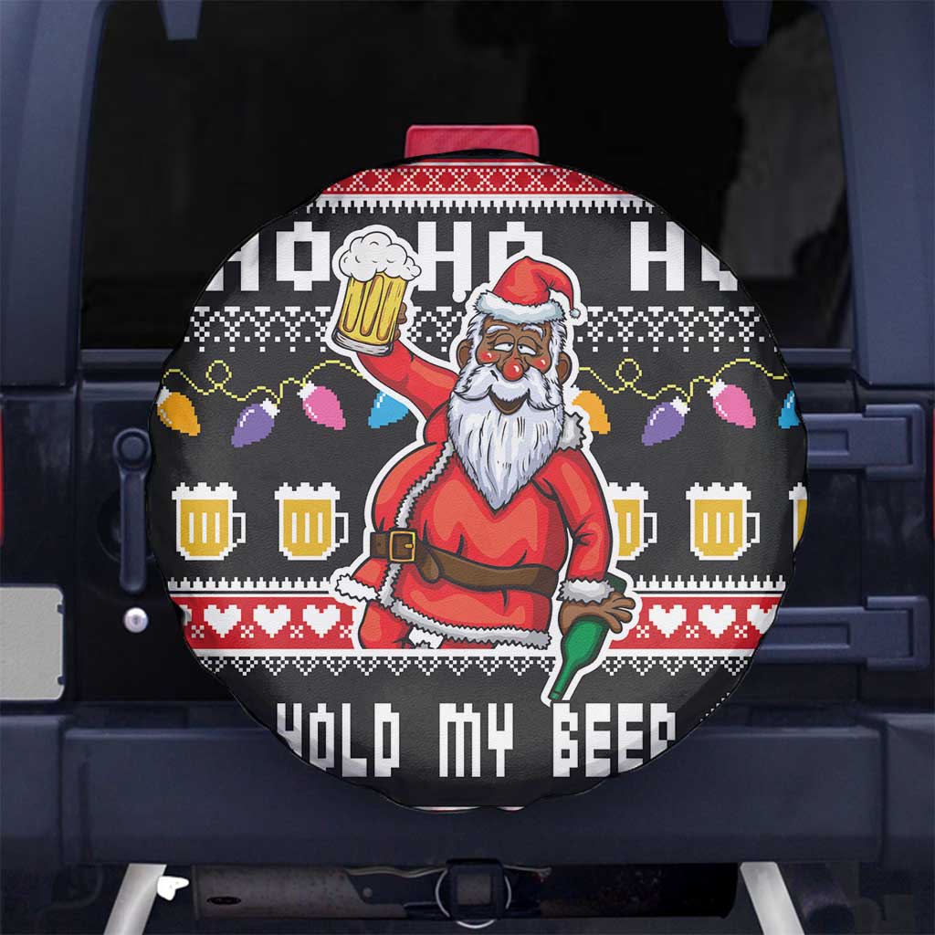 Ho Ho Ho Hold My Beer Santa African Spare Tire Cover Laugh With Beer On Christmas - Wonder Print Shop