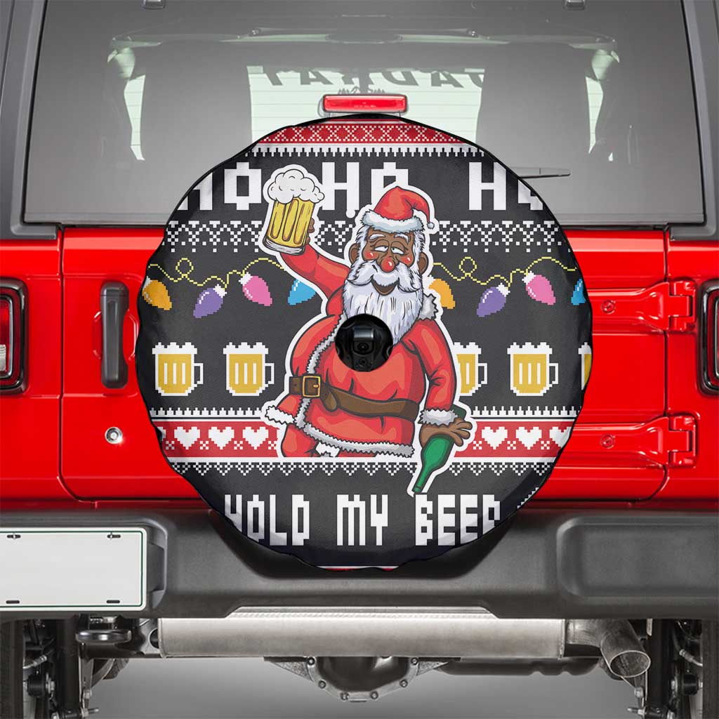 Ho Ho Ho Hold My Beer Santa African Spare Tire Cover Laugh With Beer On Christmas - Wonder Print Shop