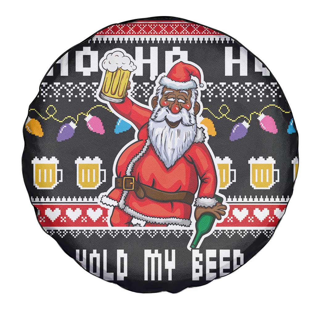 Ho Ho Ho Hold My Beer Santa African Spare Tire Cover Laugh With Beer On Christmas - Wonder Print Shop