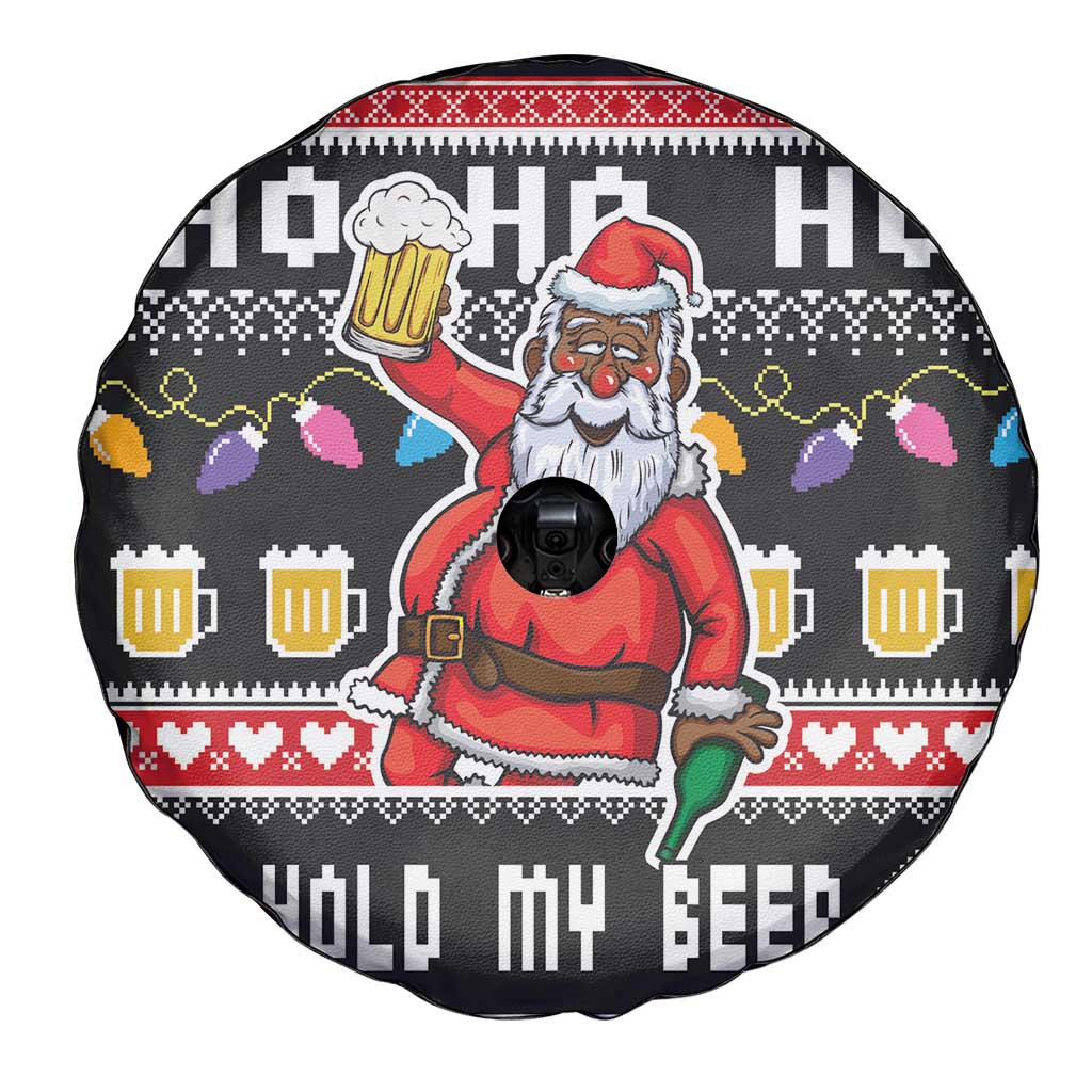 Ho Ho Ho Hold My Beer Santa African Spare Tire Cover Laugh With Beer On Christmas - Wonder Print Shop