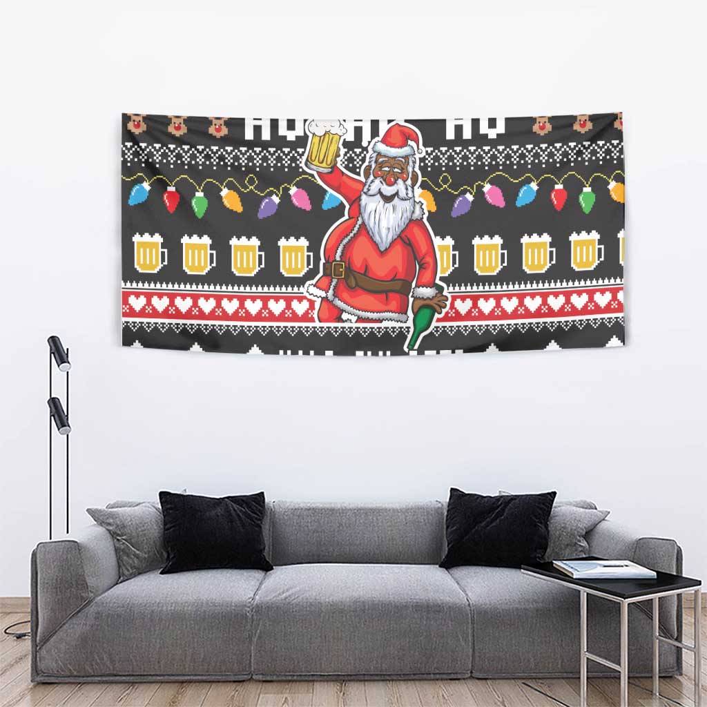 Ho Ho Ho Hold My Beer Santa African Tapestry Laugh With Beer On Christmas - Wonder Print Shop