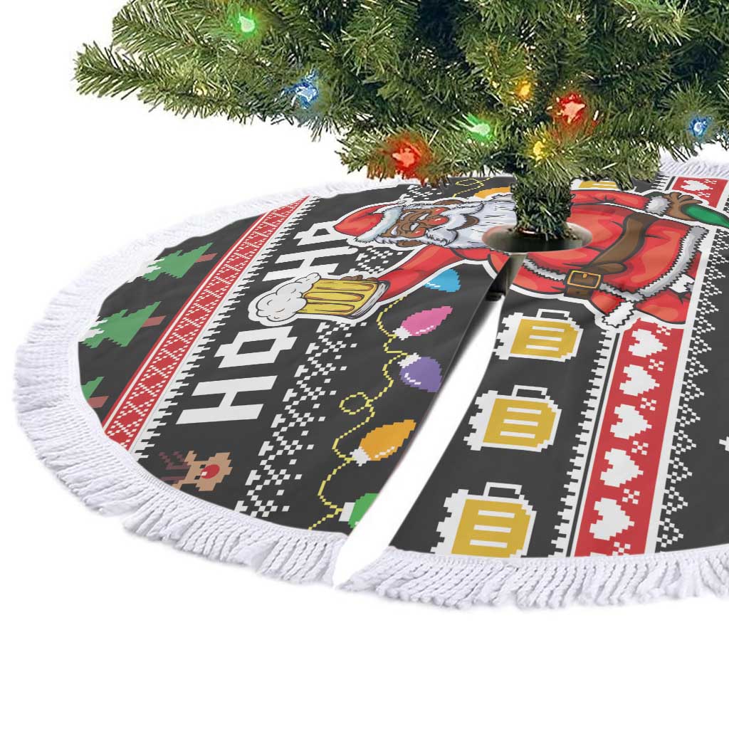 Ho Ho Ho Hold My Beer Santa African Tree Skirt Laugh With Beer On Christmas - Wonder Print Shop