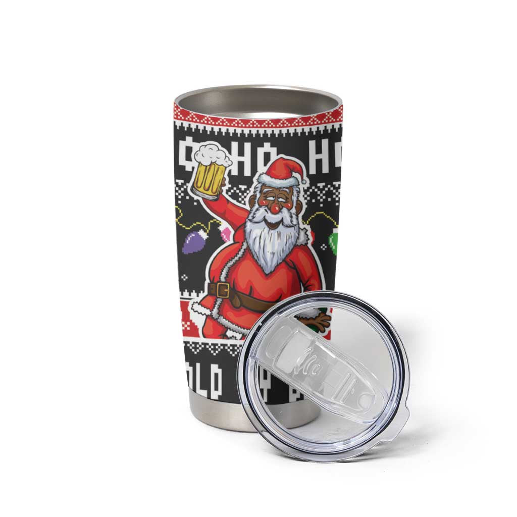Ho Ho Ho Hold My Beer Santa African Tumbler Cup Laugh With Beer On Christmas - Wonder Print Shop