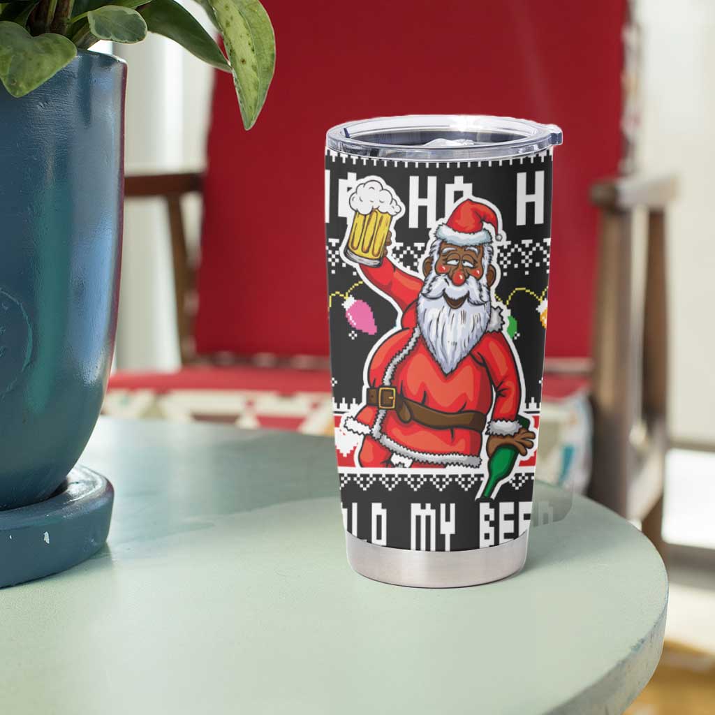 Ho Ho Ho Hold My Beer Santa African Tumbler Cup Laugh With Beer On Christmas - Wonder Print Shop