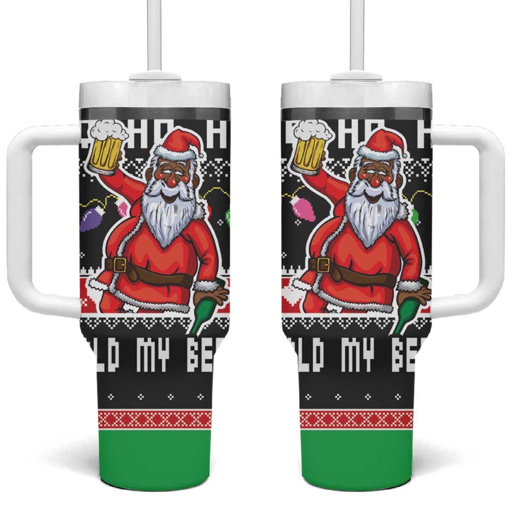 Ho Ho Ho Hold My Beer Santa African Tumbler With Handle Laugh With Beer On Christmas - Wonder Print Shop