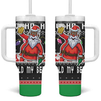 Ho Ho Ho Hold My Beer Santa African Tumbler With Handle Laugh With Beer On Christmas - Wonder Print Shop