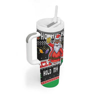 Ho Ho Ho Hold My Beer Santa African Tumbler With Handle Laugh With Beer On Christmas - Wonder Print Shop
