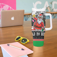 Ho Ho Ho Hold My Beer Santa African Tumbler With Handle Laugh With Beer On Christmas - Wonder Print Shop
