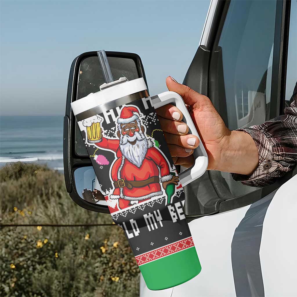 Ho Ho Ho Hold My Beer Santa African Tumbler With Handle Laugh With Beer On Christmas - Wonder Print Shop