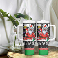 Ho Ho Ho Hold My Beer Santa African Tumbler With Handle Laugh With Beer On Christmas - Wonder Print Shop