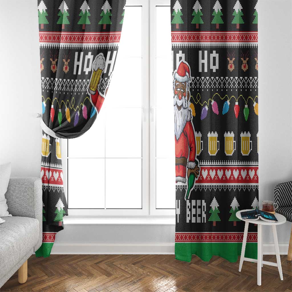 Ho Ho Ho Hold My Beer Santa African Window Curtain Laugh With Beer On Christmas - Wonder Print Shop