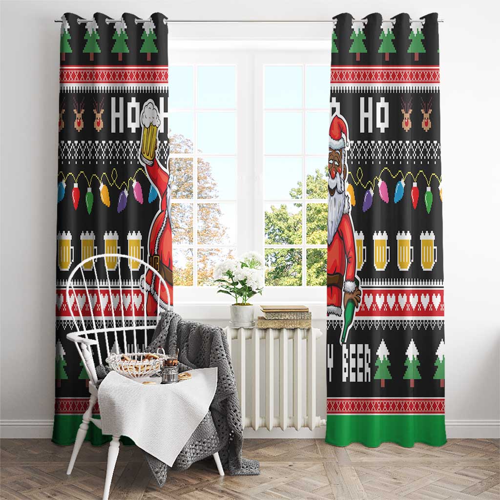 Ho Ho Ho Hold My Beer Santa African Window Curtain Laugh With Beer On Christmas - Wonder Print Shop