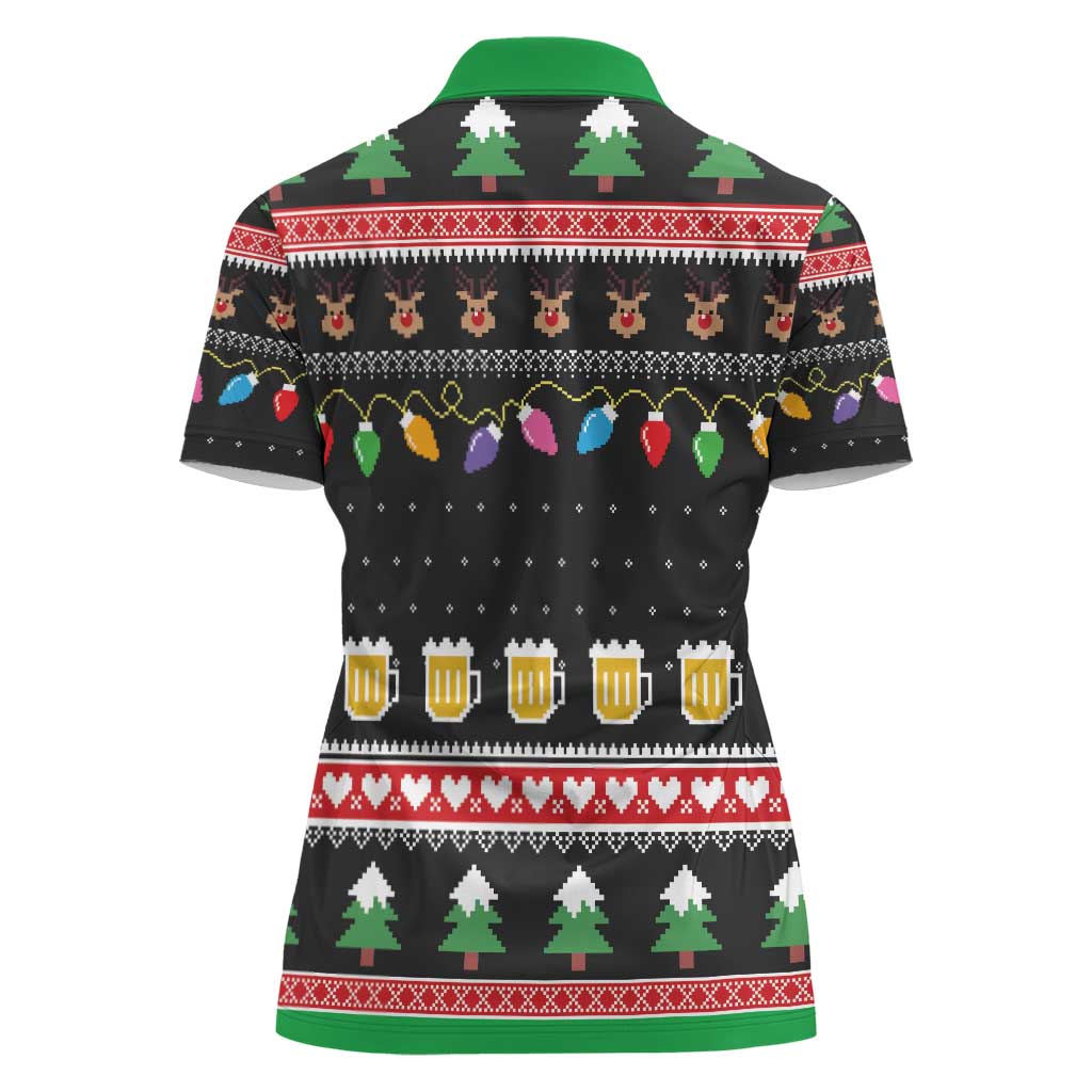 Ho Ho Ho Hold My Beer Santa African Women Polo Shirt Laugh With Beer On Christmas - Wonder Print Shop
