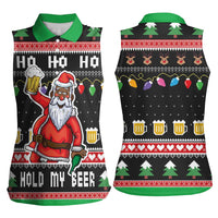 Ho Ho Ho Hold My Beer Santa African Women Sleeveless Polo Shirt Laugh With Beer On Christmas - Wonder Print Shop