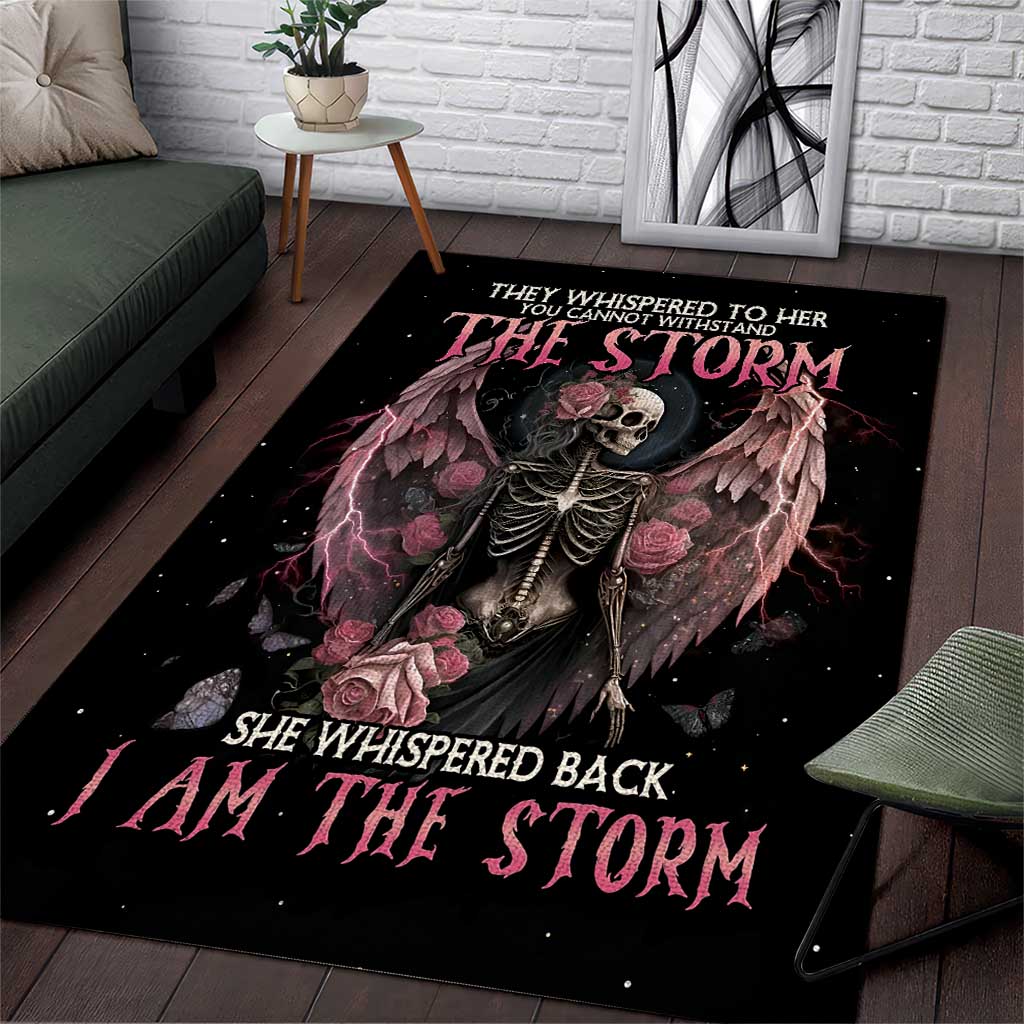 I Am The Storm Skeleton Roses Wings Area Rug Skull Art - Wonder Print Shop