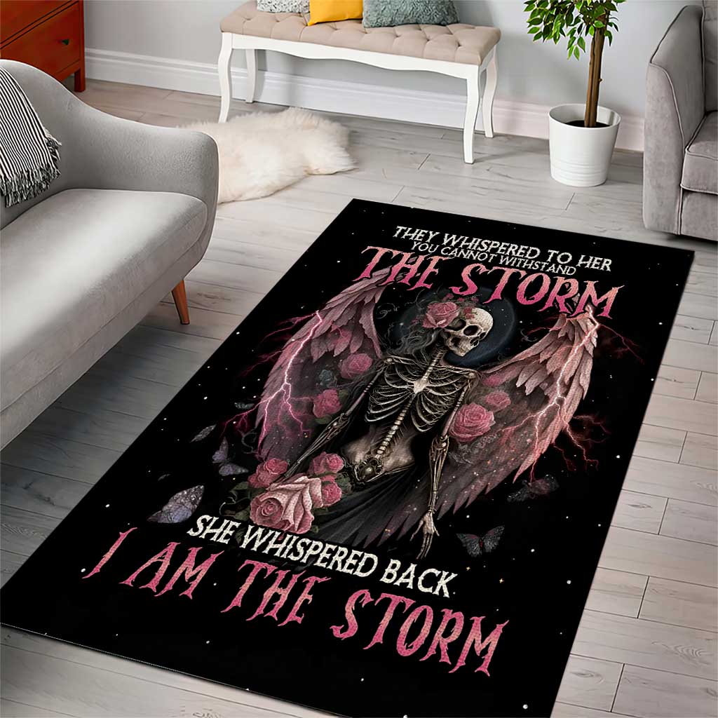 I Am The Storm Skeleton Roses Wings Area Rug Skull Art - Wonder Print Shop
