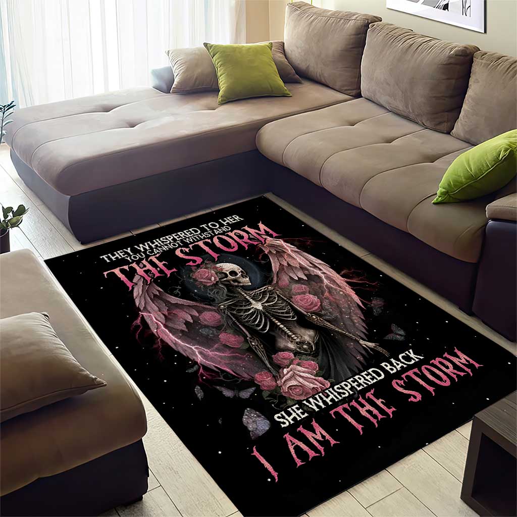 I Am The Storm Skeleton Roses Wings Area Rug Skull Art - Wonder Print Shop