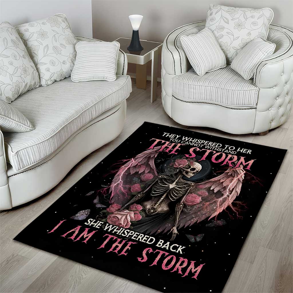 I Am The Storm Skeleton Roses Wings Area Rug Skull Art - Wonder Print Shop
