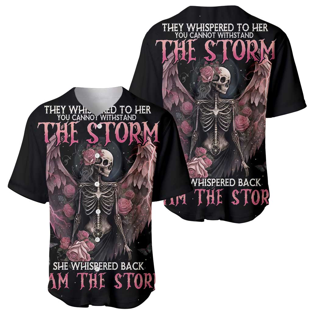 I Am The Storm Skeleton Roses Wings Baseball Jersey Skull Art - Wonder Print Shop