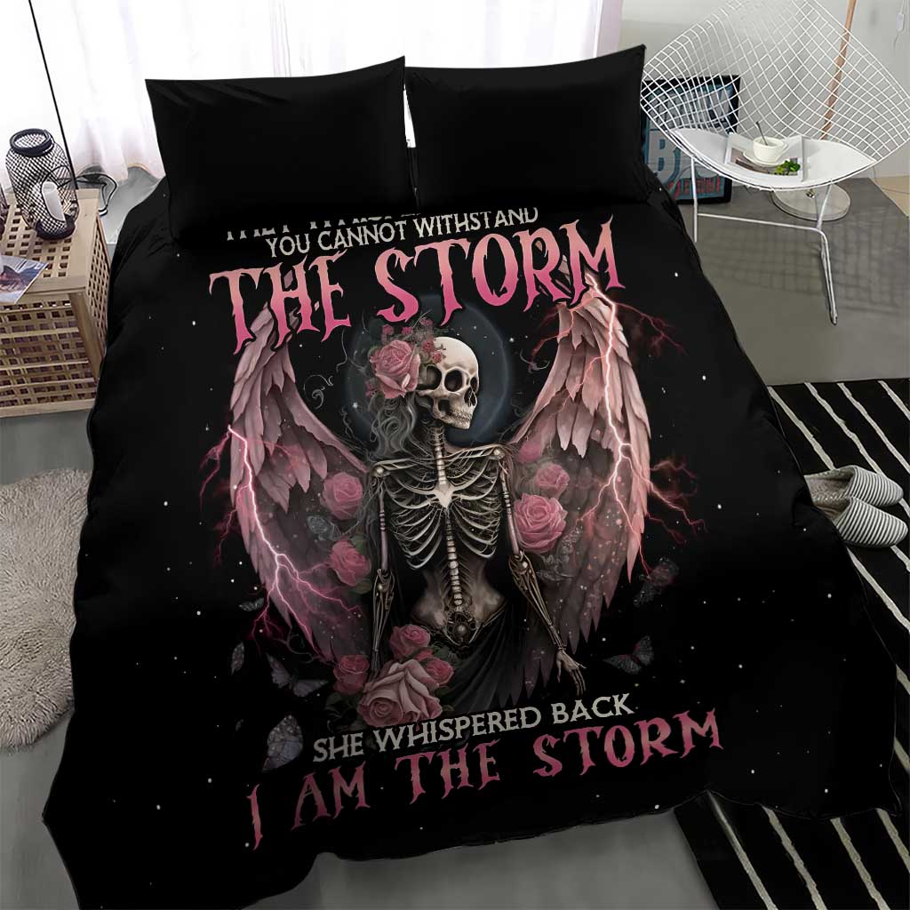 I Am The Storm Skeleton Roses Wings Bedding Set Skull Art - Wonder Print Shop