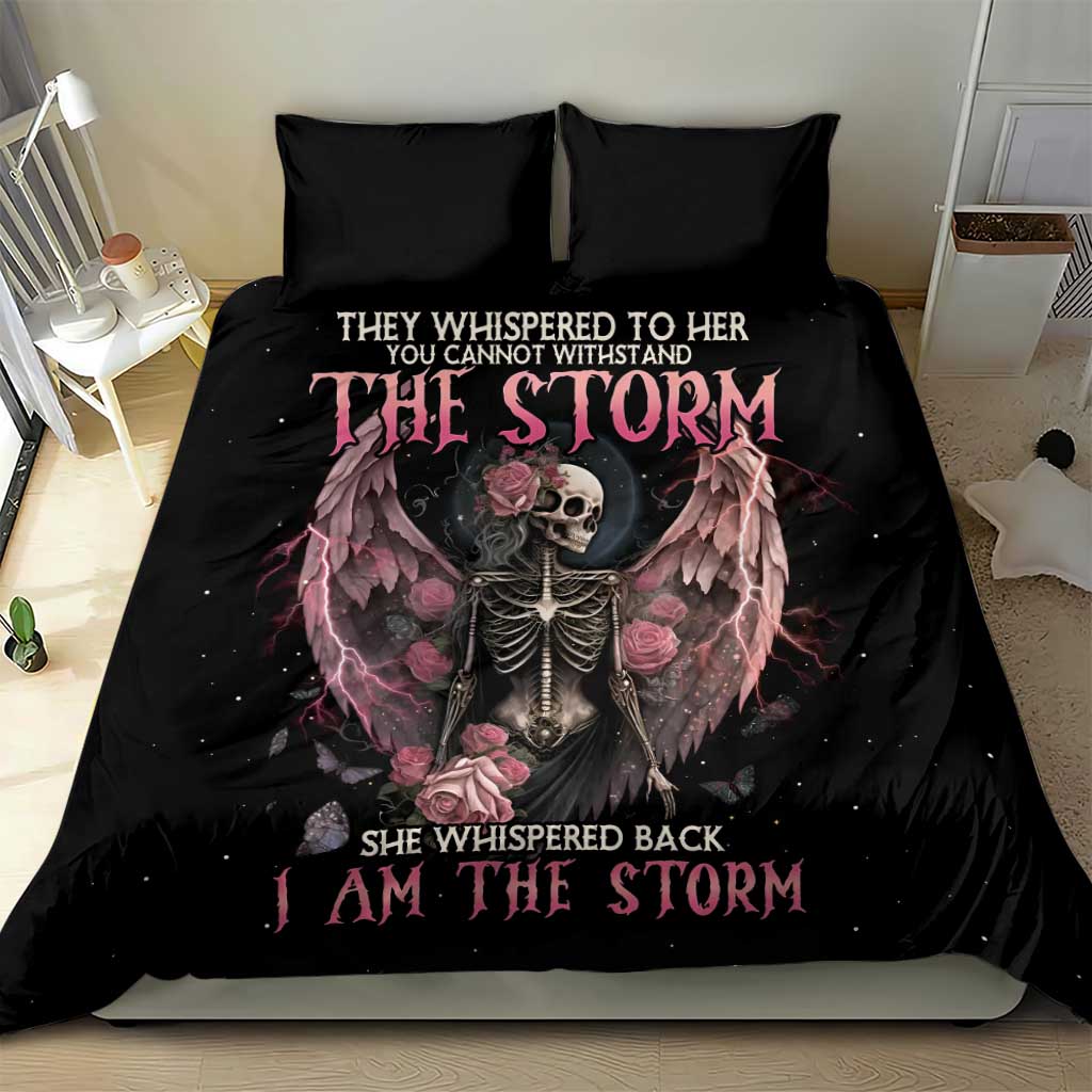 I Am The Storm Skeleton Roses Wings Bedding Set Skull Art - Wonder Print Shop