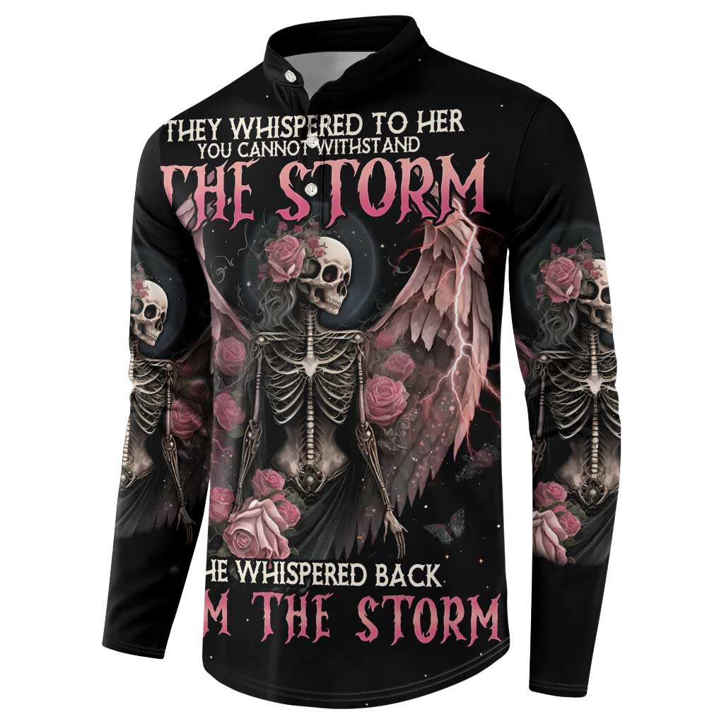 I Am The Storm Skeleton Roses Wings Button Sweatshirt Skull Art - Wonder Print Shop