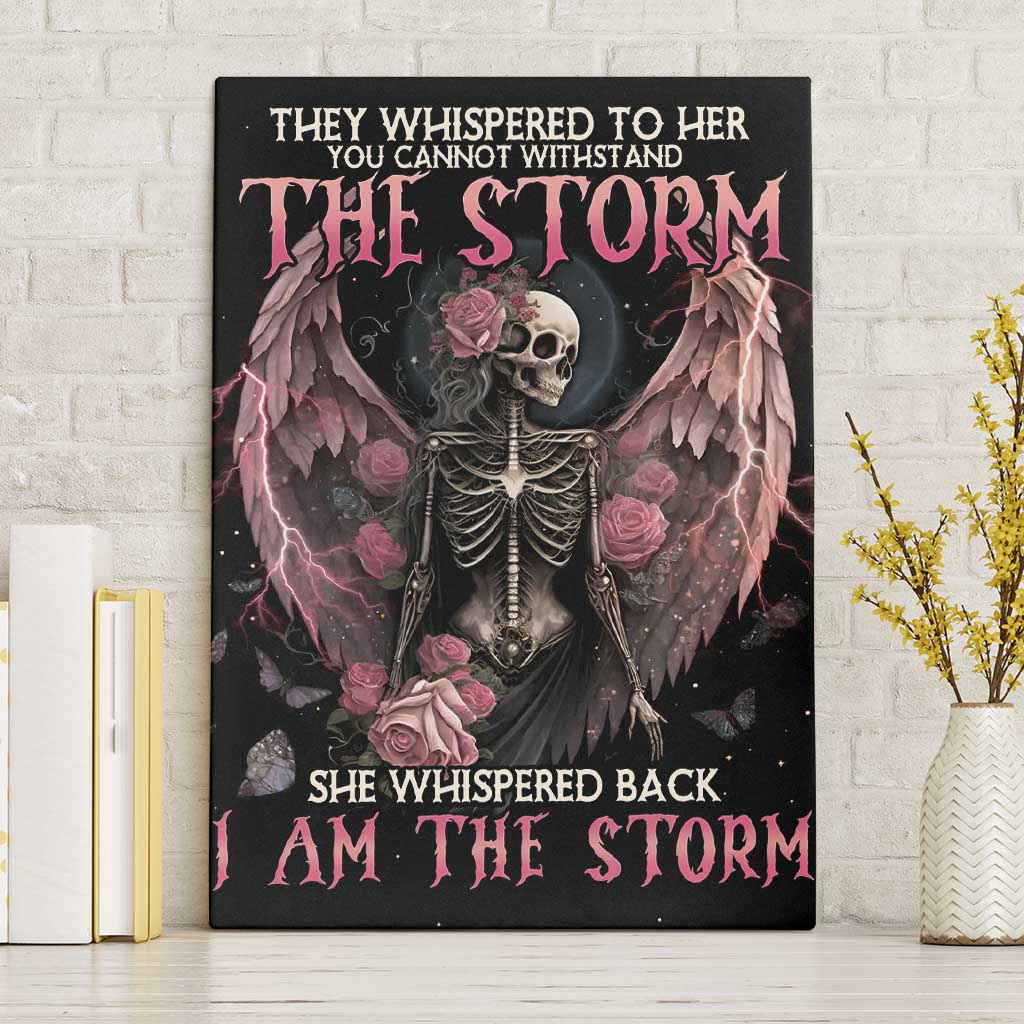 I Am The Storm Skeleton Roses Wings Canvas Wall Art Skull Art - Wonder Print Shop
