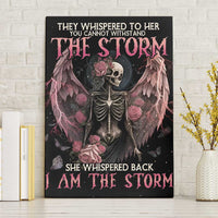 I Am The Storm Skeleton Roses Wings Canvas Wall Art Skull Art - Wonder Print Shop