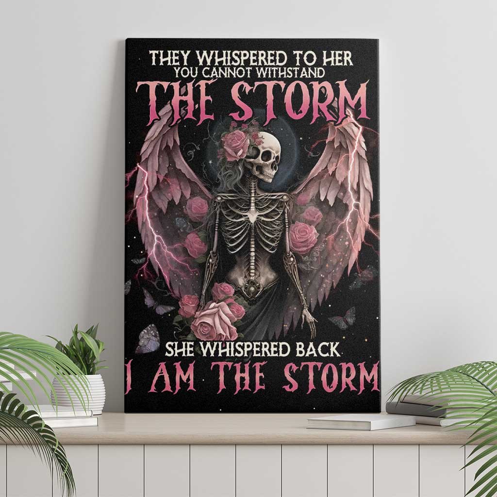 I Am The Storm Skeleton Roses Wings Canvas Wall Art Skull Art - Wonder Print Shop