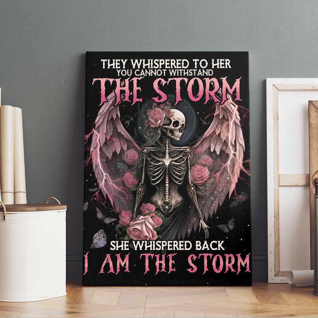 I Am The Storm Skeleton Roses Wings Canvas Wall Art Skull Art - Wonder Print Shop