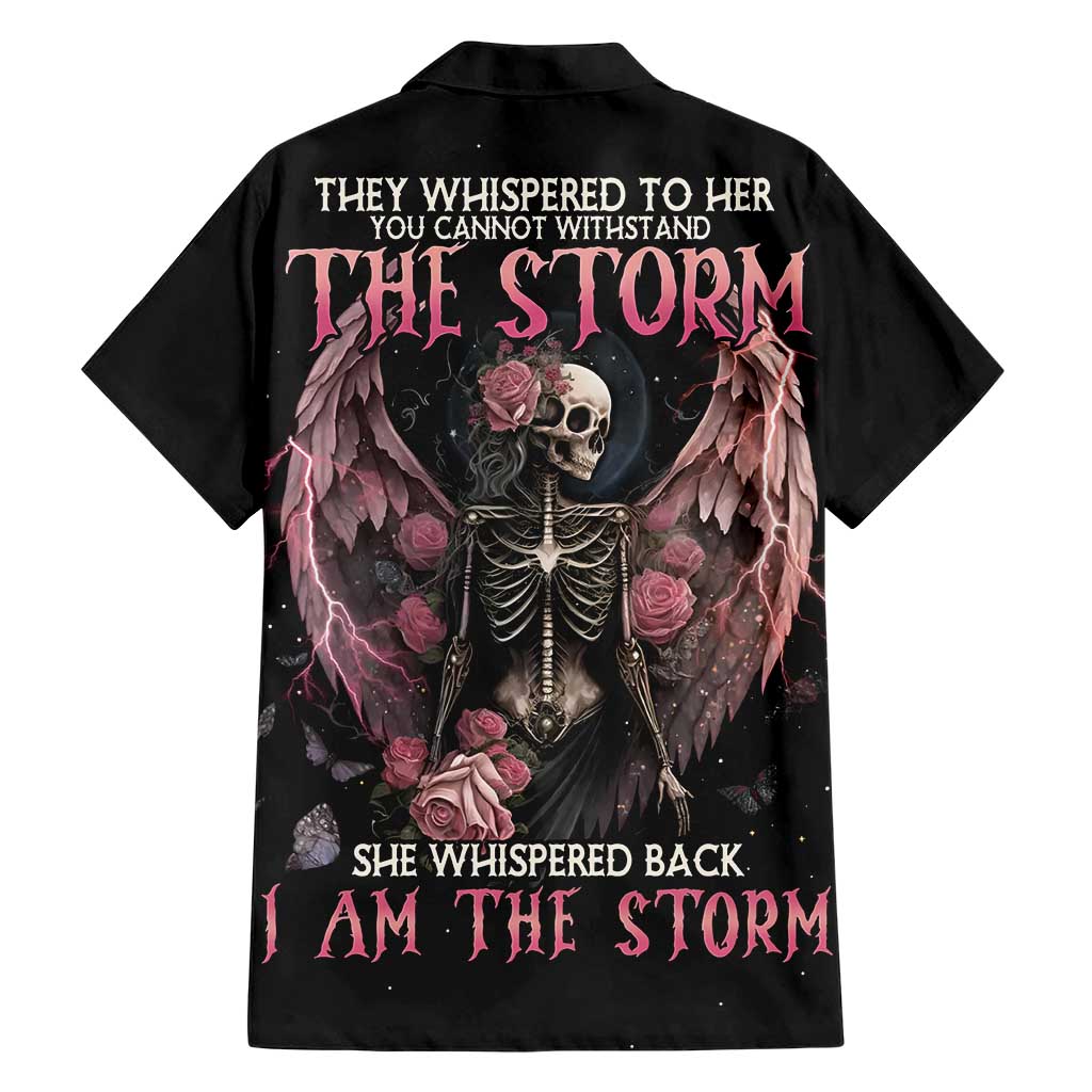 I Am The Storm Skeleton Roses Wings Family Matching Short Sleeve Bodycon Dress and Hawaiian Shirt Skull Art - Wonder Print Shop